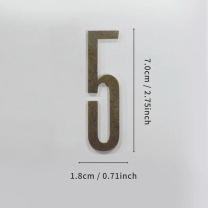 Bronze Door Number with Backing Adhesive 7cm Metal House Number Apartment Door Number for Outdoor Hotel Home Mailbox Label
