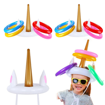 Unicorn Inflatable Ring Toss Game | Kids Birthday Party Beach Pool Toy