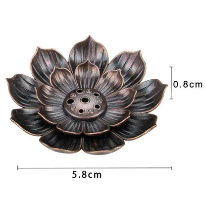 Bronze Lotus Incense Burner | Alloy Stick Holder Plate for Meditation