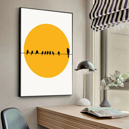 Tableau mural moderne de style bohème minimaliste, arbres, oiseaux, soleil, paysage, affiches HD, décoration pour maison, chambre, bar, café