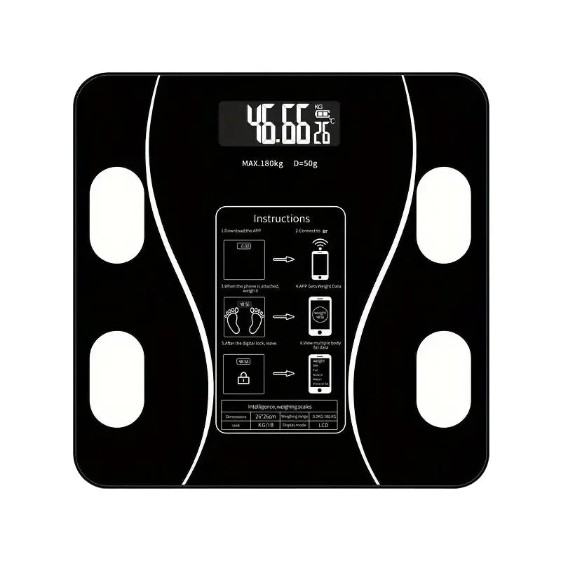Smart Bluetooth Digital Scale – LED Display with App Sync and Rechargeable Battery