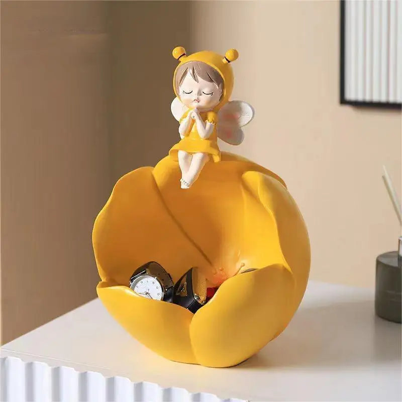 Ornements en résine de fée des fleurs, design amusant et mignon, peuvent être utilisés pour ranger des clés, peuvent également être utilisés pour placer des bonbons
