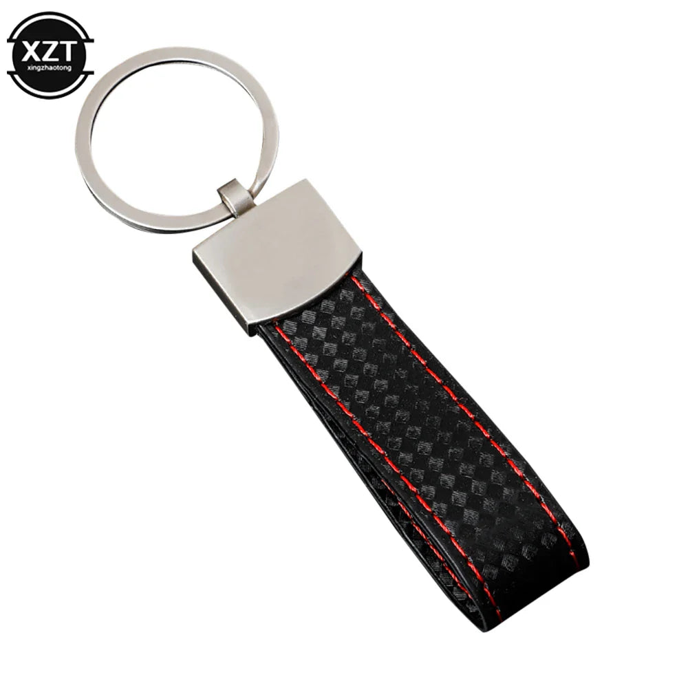 Fashion Black-Red Leather Car Keychain Key Ring | 3-Color Sports Keychain Pendant for Enthusiasts