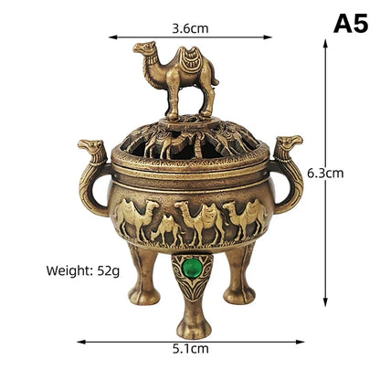 Alloy Lucky Incense Burner Bowl Incense Holder With Handle | Ancient Style Yoga Meditation Home Office Decor