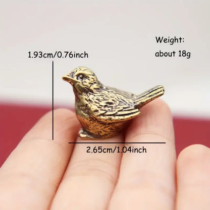 Figurine d'oiseau moineau en laiton élégante – Figurine d'oiseau en laiton massif finement détaillée, pièce de décoration polyvalente pour l'intérieur/l'extérieur, décor sarcelle.