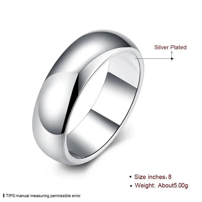 Classic 925 Sterling Silver Smooth Round Ring | Fine Wedding Band for Women