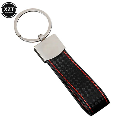 Fashion Black-Red Leather Car Keychain Key Ring | 3-Color Sports Keychain Pendant for Enthusiasts