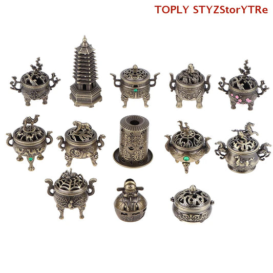 Alloy Lucky Incense Burner Bowl Incense Holder With Handle | Ancient Style Yoga Meditation Home Office Decor