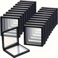 20Pcs Clearview 3D Floating Display Cases Dustproof Acrylic Jewelry Storage Box with Elastic Film Transparent Hanging Organizer