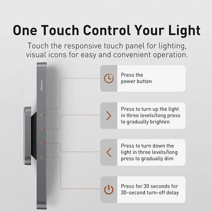 Magnetic Hanging Desk Lamp Rechargeable LED Stepless Dimming Study Work Light