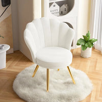 Velvet Accent Chair Gold Metal Legs Upholstered Vanity Chair for Living Room