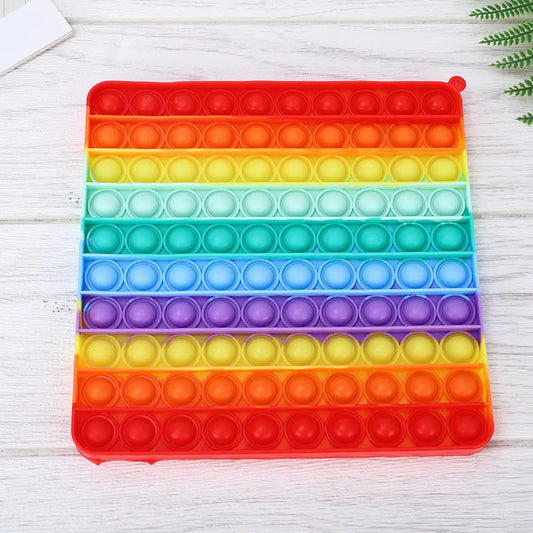 Large Rainbow Push Bubble Fidget Toy | Big Size Sensory Stress Relief for Kids and Adults
