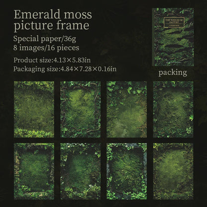 16 Sheets Nature Green Moss Theme Specialty Paper | Scrapbooking and Card Making Paper Pack