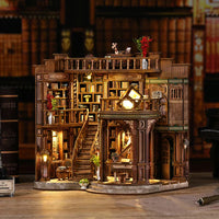 DIY Dream Study Book Nook - Wooden 3D Puzzle Bookend Kit, Creative Handmade Bookshelf Insert Model House Gift