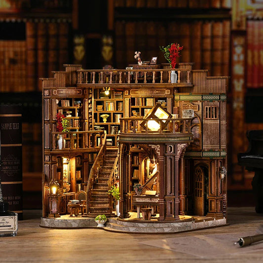 Nid de livre de rêve à monter soi-même – Kit de serre-livres en bois 3D, modèle de maison de bibliothèque créatif fait main, cadeau