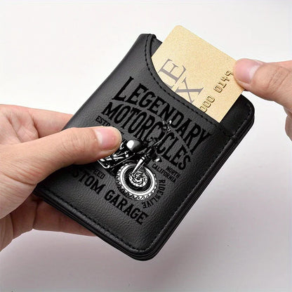 Men's Retro Faux Leather Wallet | Vintage Motorcycle Style Slim Business Card Holder