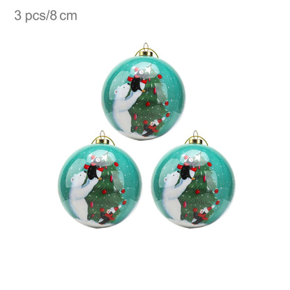 3 boules de Noël 8cm Cadeaux Originaux Décoration de Noël 2024 Décorations de Sapin de Noël Cadeau Pendentifs Boules