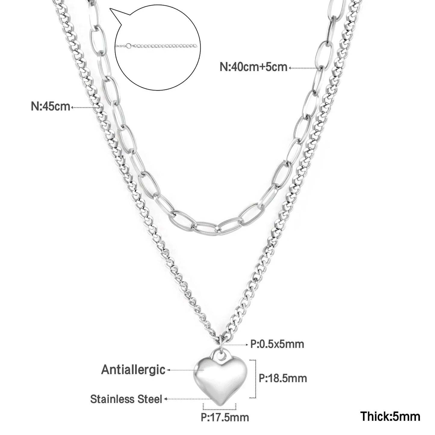 ASONSTEEL Heart Pendant Necklace | Romantic Gold Stainless Steel Choker for Women