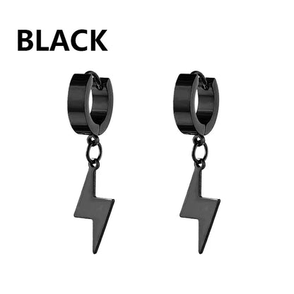 Vintage Punk Stainless Steel Stud Earrings for Men Women | 1 Pair Black Earrings Set