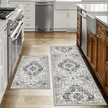 VIKAMA1/2PCS Tapis de sol de cuisine bohèmes antidérapants lavables Tapis de porte de salle de bain Tapis de sol de couloir Tapis de décoration intérieure