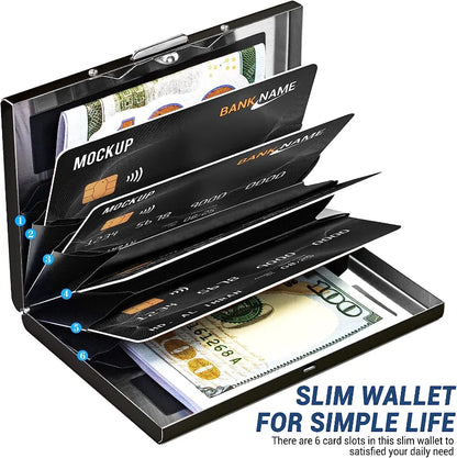 RFID Blocking Credit Card Holder | Slim Metal Wallet for 6 Cards