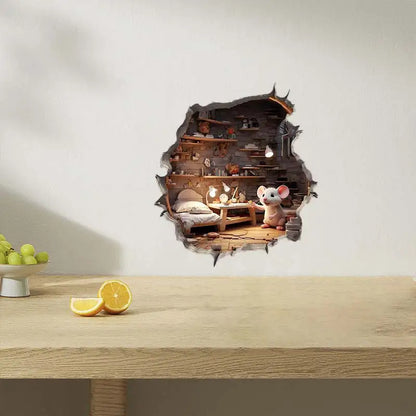 Mouse Hole Wall Decal Sticker | Removable Funny Wall Decoration