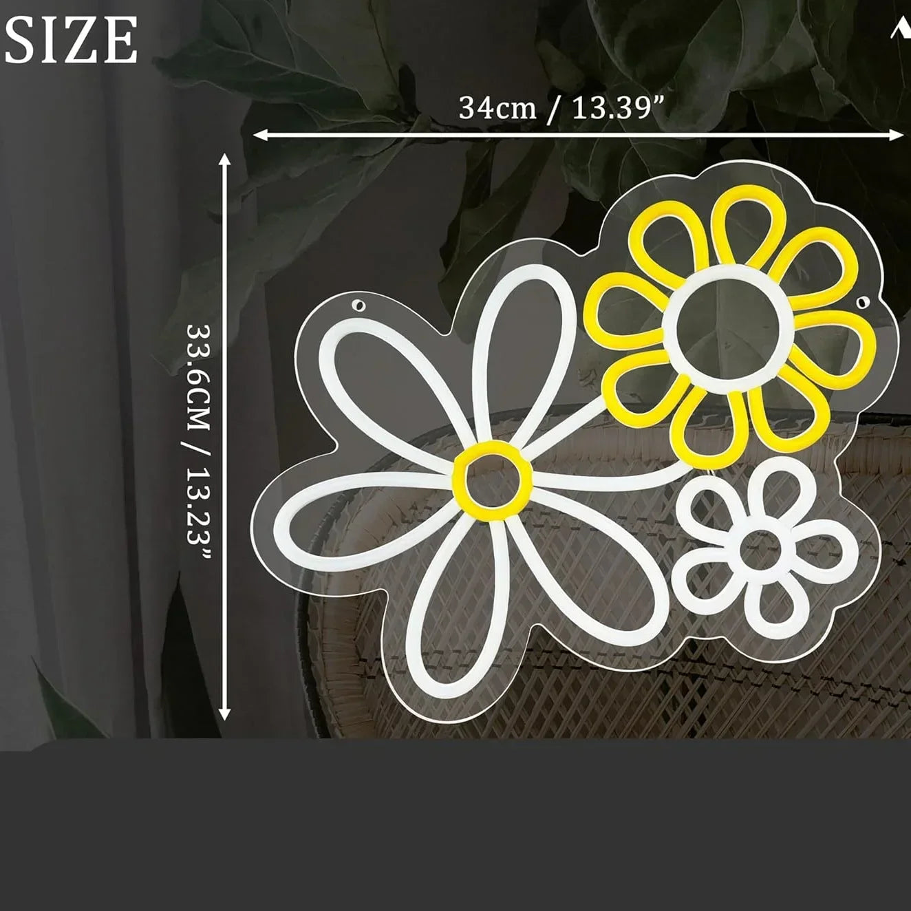 Enseigne néon fleur, Lumière néon LED pour Décoration Murale Chambre, Club, Fête, Cadeaux Saint-Valentin, Anniversaire pour Fille, Alimentation USB