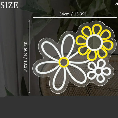 Enseigne néon fleur, Lumière néon LED pour Décoration Murale Chambre, Club, Fête, Cadeaux Saint-Valentin, Anniversaire pour Fille, Alimentation USB