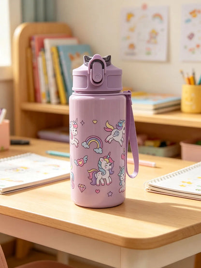 Cartoon Printed Straw Cup | BPA Free Plastic Water Bottle 500ml