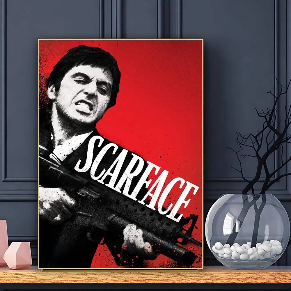 Affiche de film S-ScarfaceS HD Art Adhésif Mural Imperméable Décoration Maison Salon Bar