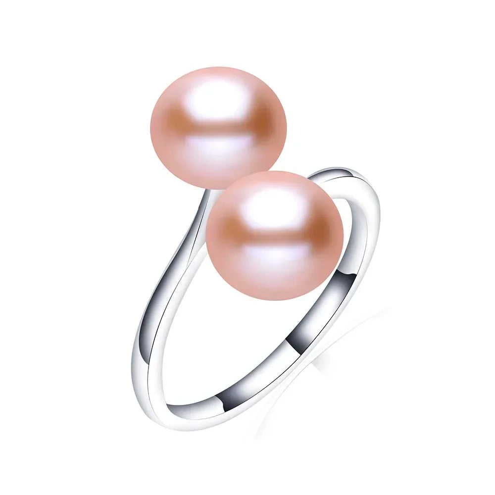2026 New Arrival Black Natural Freshwater Pearl Ring | Adjustable 925 Sterling Silver Jewelry for Women Gifts