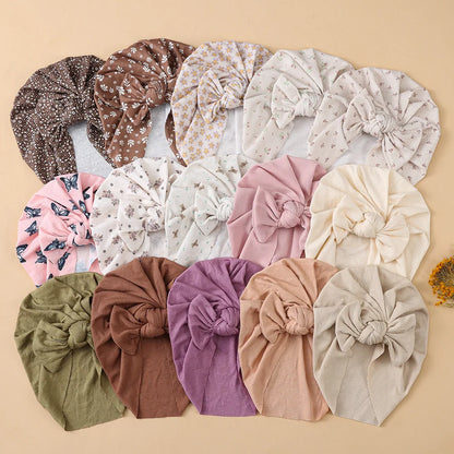 Baby Turban Hats with Prints | Soft Knit Newborn Caps