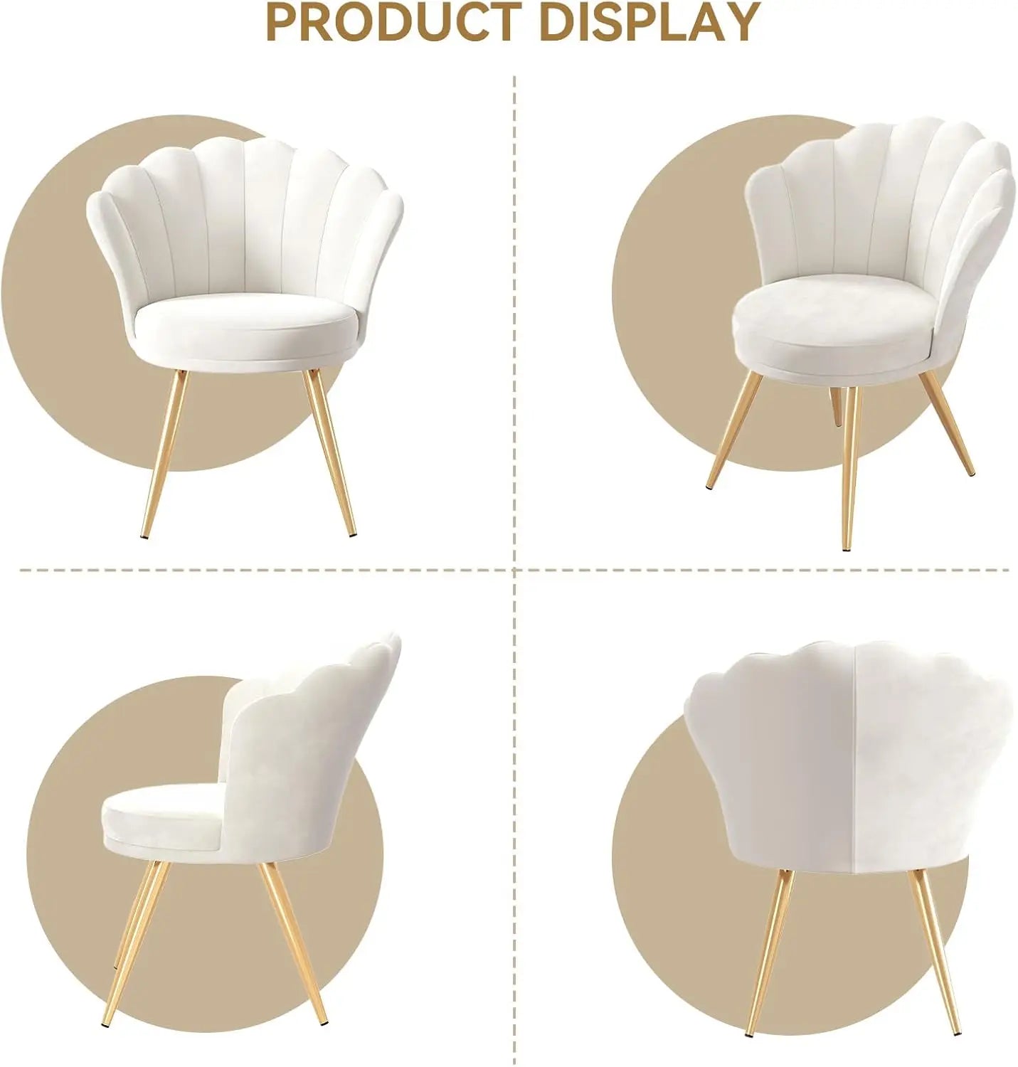 Velvet Accent Chair Gold Metal Legs Upholstered Vanity Chair for Living Room