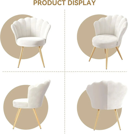 Velvet Accent Chair Gold Metal Legs Upholstered Vanity Chair for Living Room