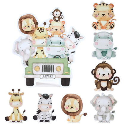 Ornement support grande fête animaux de la jungle 70cm Décoration joyeux anniversaire safari pour enfants Décoration fête sur le thème de la jungle et des bois pour baby shower