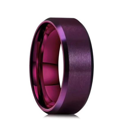 Classic 8mm Tungsten Surface Brushed Stainless Steel Ring