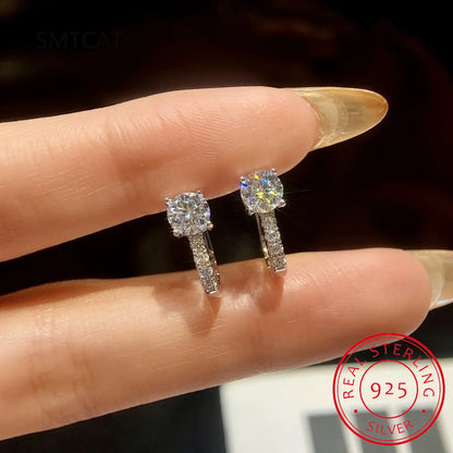 0.5ct Moissanite Stud Earrings for Women | 925 Sterling Silver Huggies