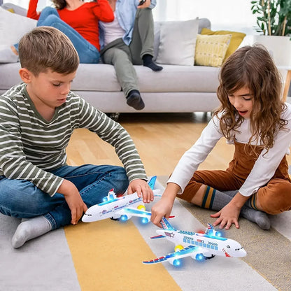 Electronic Airplane Toy with Music & Lights – Automatic Rotating Educational Plane
