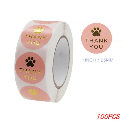 Gold Foil Paw Thank You Stickers | 1 Inch Business Supplies