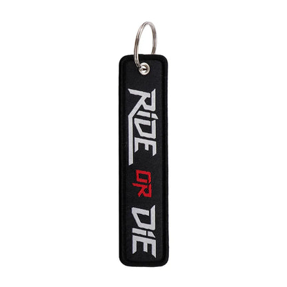 No Risk No Fun Embroidery Keychain | Motorcycle Key Fob Gift
