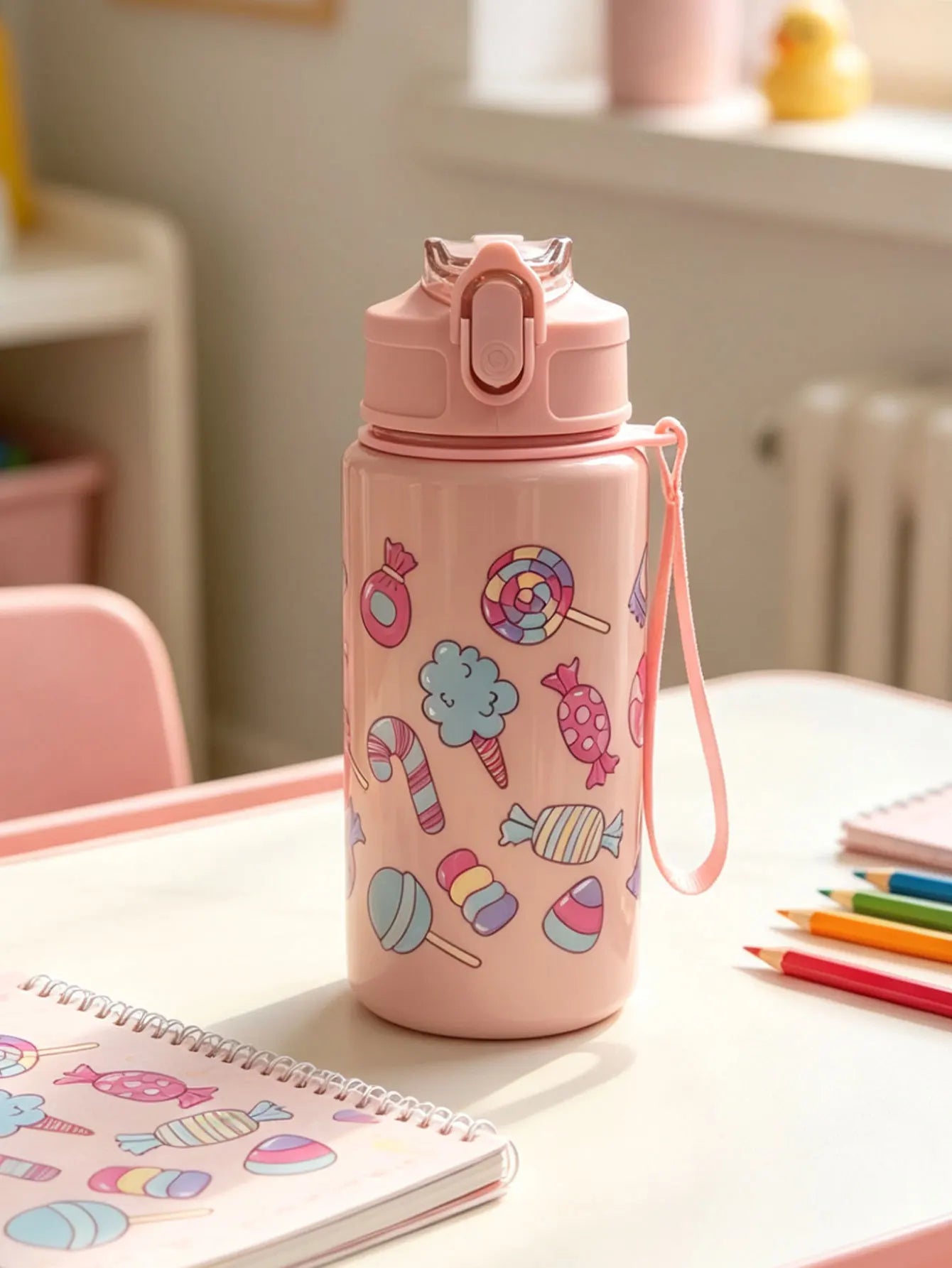 Cartoon Printed Straw Cup | BPA Free Plastic Water Bottle 500ml