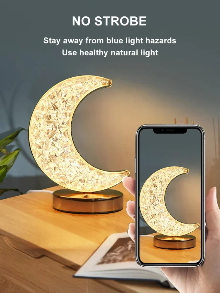 Crystal Touch LED Night Light – USB Dimmable Moon Lamp for Bedroom & Girls Room
