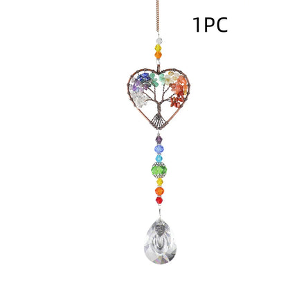 Attrape-soleil en cristal Arbre de Vie pour fenêtres, décorations à suspendre avec prismes pour la maison, l'intérieur, l'extérieur, la voiture, créant des arcs-en-ciel