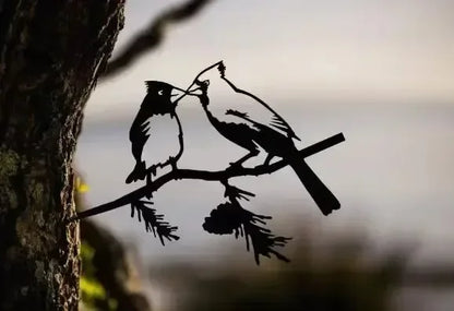Décoration de jardin en métal - Silhouette de corbeau et de hibou en acier, sculpture artistique, décoration de jardin extérieure résistante aux intempéries