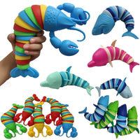 Colorful Slug Fidget Toy | Articulated 3D Sensory Toy for Stress Relief