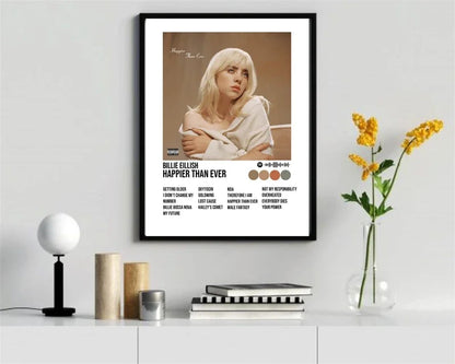 Rap Music Album Cover Happier Than Ever Poster Aesthetic Rapper Hip Hop Rock Canvas Wall Art Ideal for Room Decor