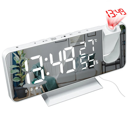 HD Projection Alarm Clock Large LED Display Digital Smart Radio Auto Dimming