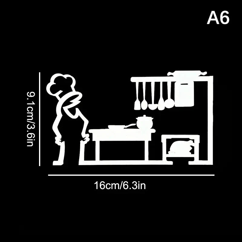 La Linea Minimalist Line Art Sticker Set | Cartoon Character Door Sign for Home Decor