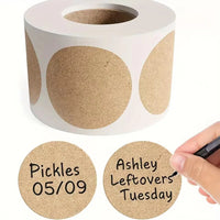 Kraft Round Self-Adhesive Labels | 500pcs per Roll, 3 Sizes