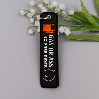 Embroidery Key Fob Keychain | Black Tag for Cars Motorcycles